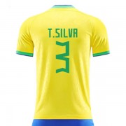 Camisetas De Futbol Selección Brasil Copa Mundial 2022 Thiago Silva 3 Primera Equipación..